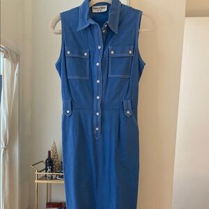 Danny & Nicole Blue Sleeveless Polo Collar Sheath Dress